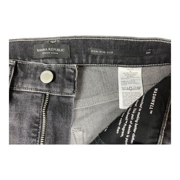 Banana Republic Womens Black High Rise Slim Denim Jeans Size 26 P Stretch EUC - Picture 5 of 6